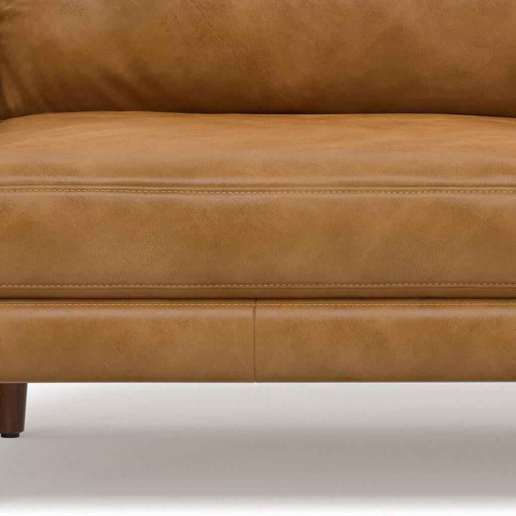 76" Sienna Leather Sofa With Brown Legs
