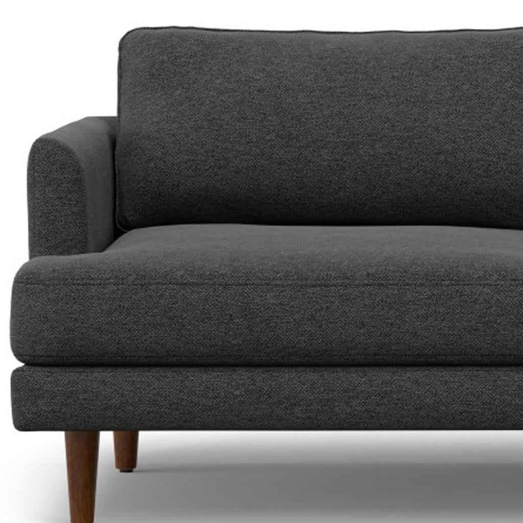 76" Gray Fabric Sofa With Brown Legs