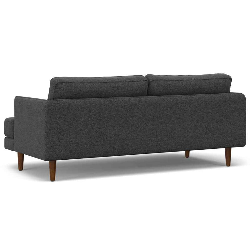 76" Gray Fabric Sofa With Brown Legs