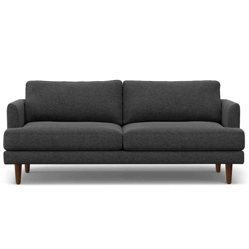 76" Gray Fabric Sofa With Brown Legs