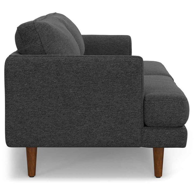 76" Gray Fabric Sofa With Brown Legs