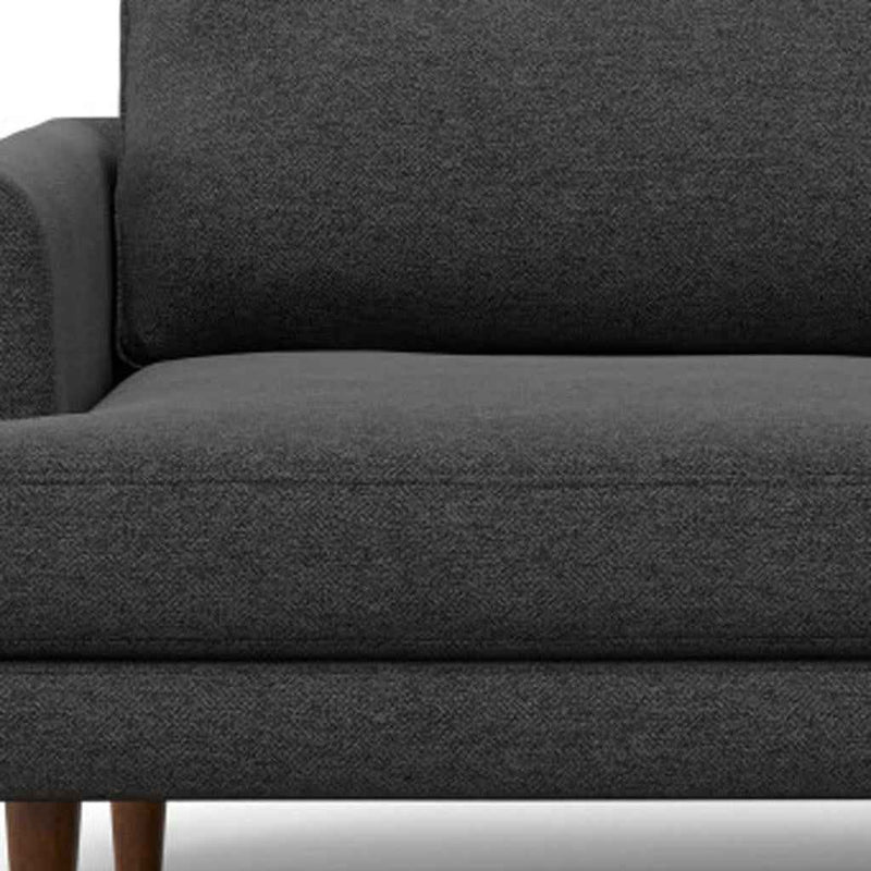 76" Gray Fabric Sofa With Brown Legs