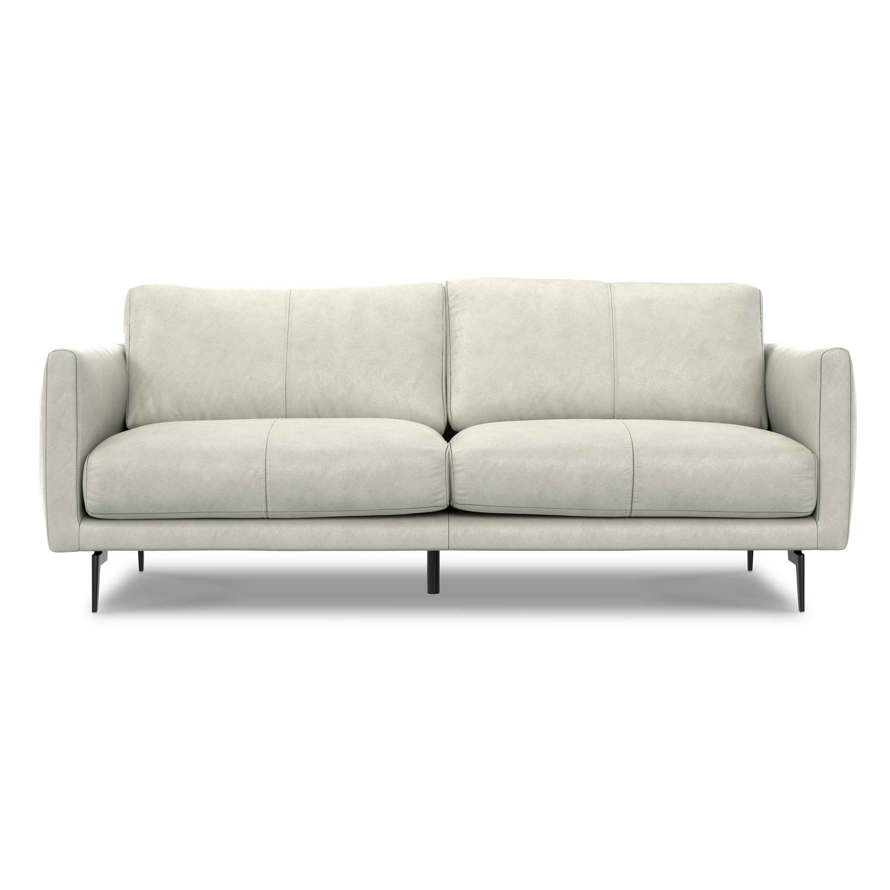 81" Gray Leather Sofa With Black Legs