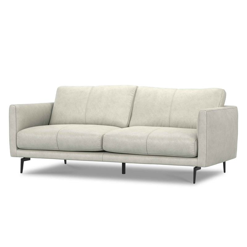 81" Gray Leather Sofa With Black Legs