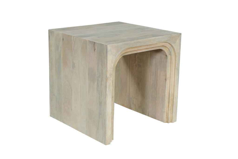 24" White Solid Wood Square Sled End Table