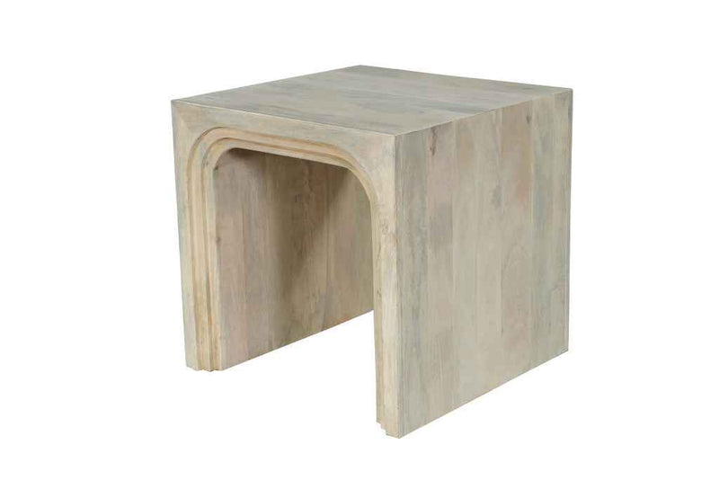24" White Solid Wood Square Sled End Table