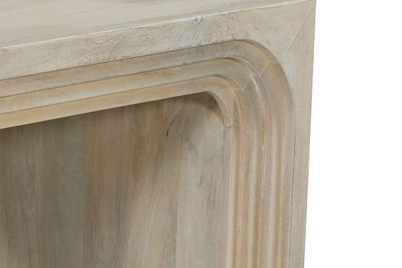 24" White Solid Wood Square Sled End Table