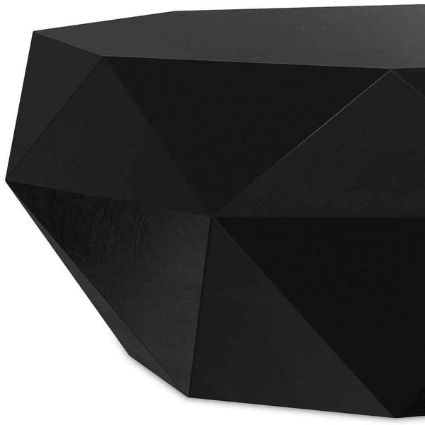 35" Black Solid Wood Free Form Solid Coffee Table