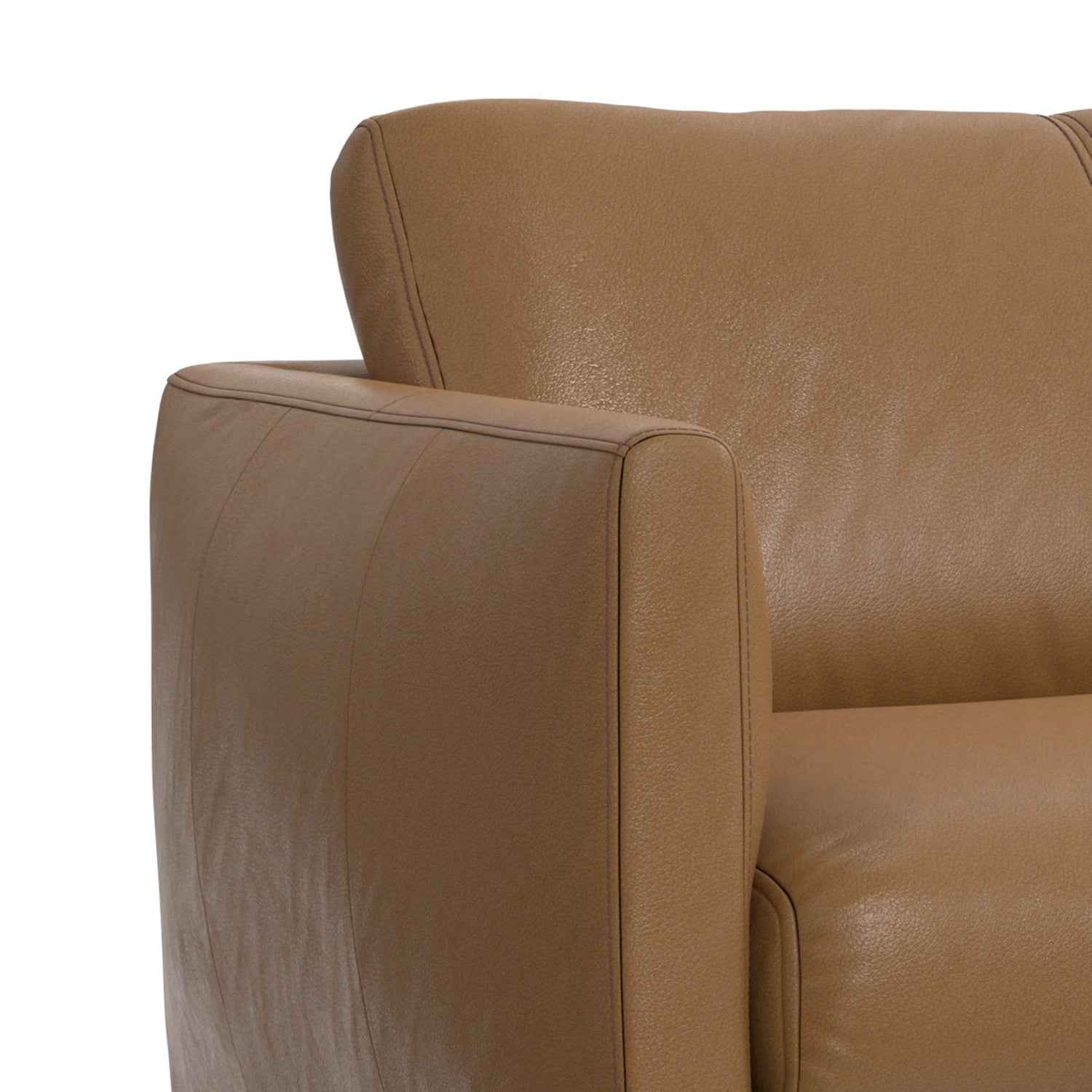 81" Brown Leather Sofa With Black Legs