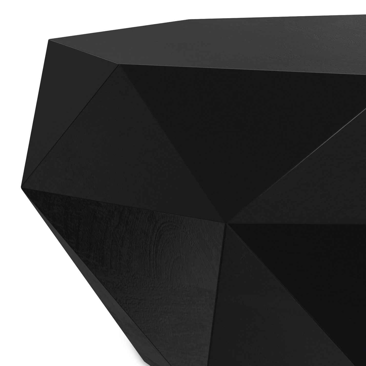 35" Black Solid Wood Free Form Solid Coffee Table