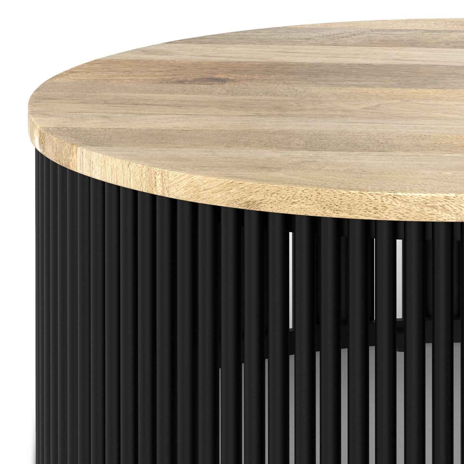 35" Black Solid Wood Round Solid Coffee Table