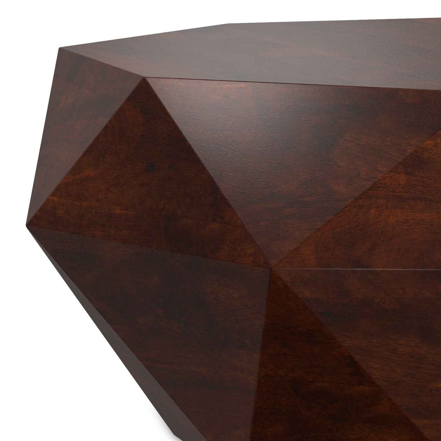 35" Brown Solid Wood Free Form Solid Coffee Table