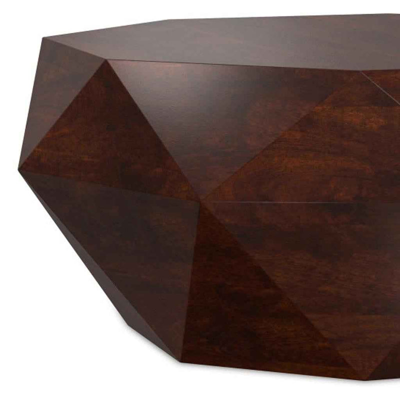 35" Brown Solid Wood Free Form Solid Coffee Table