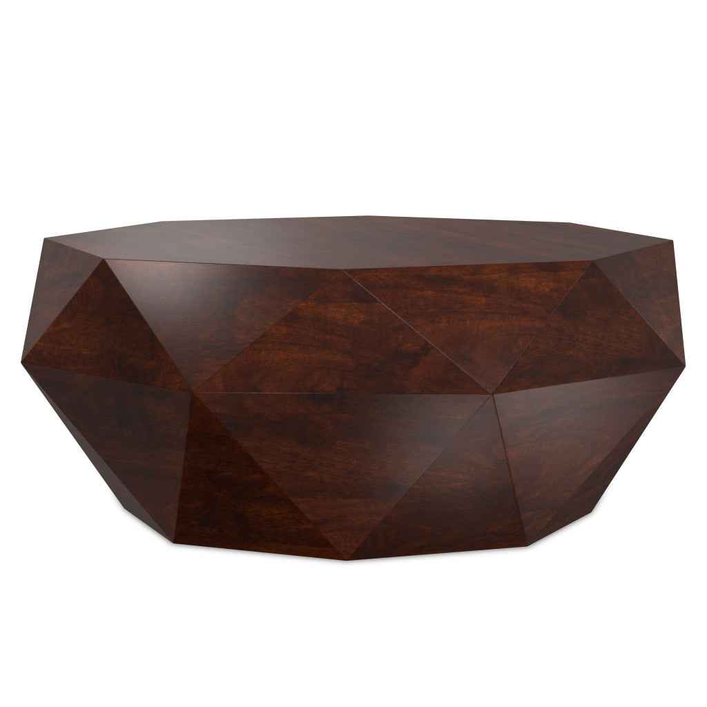 35" Brown Solid Wood Free Form Solid Coffee Table