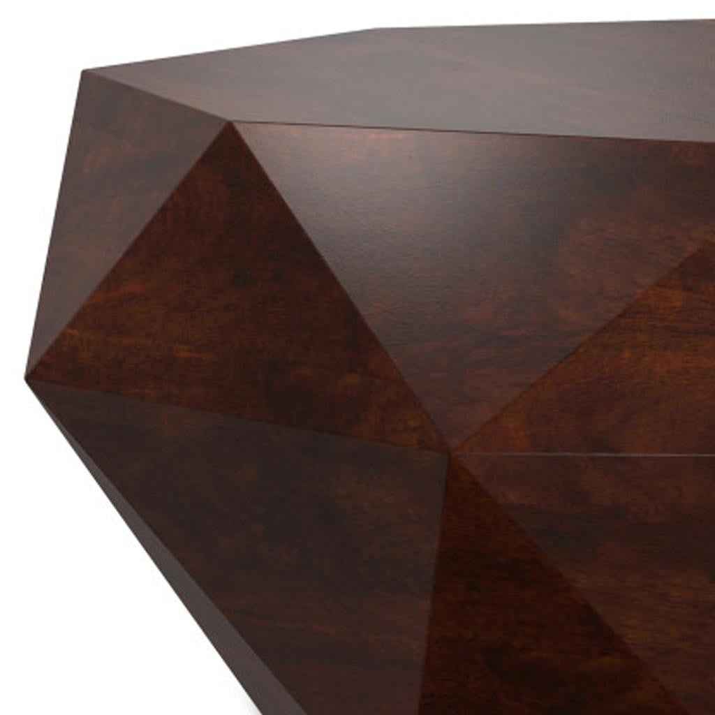 35" Brown Solid Wood Free Form Solid Coffee Table