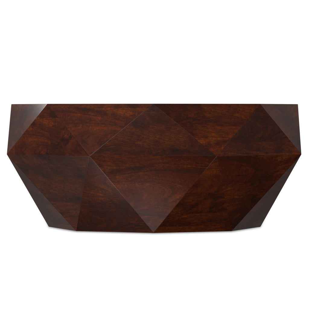 35" Brown Solid Wood Free Form Solid Coffee Table
