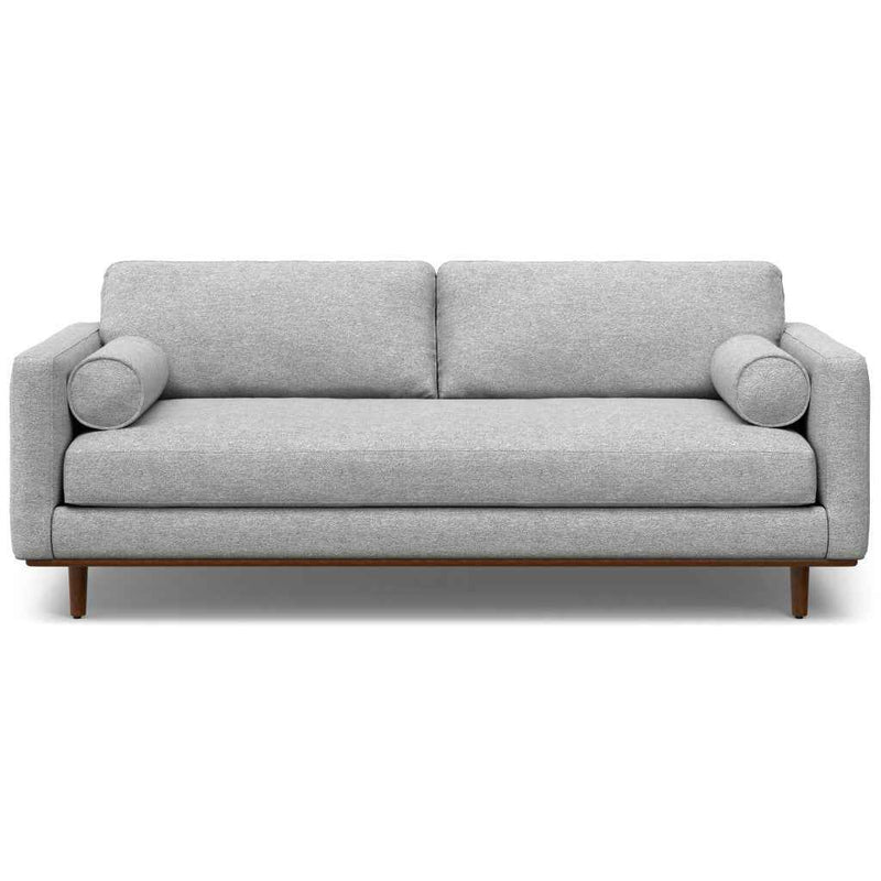 89" Gray Fabric Sofa With Brown Legs