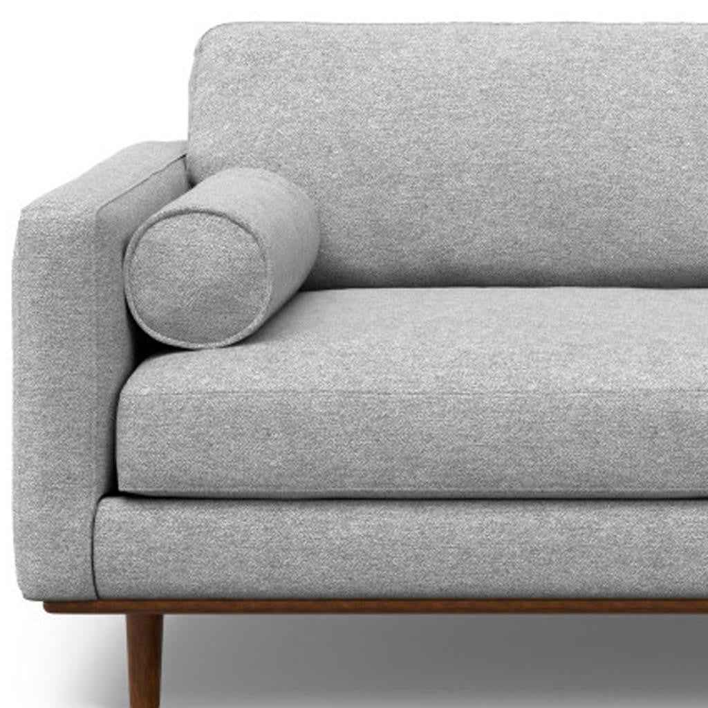 89" Gray Fabric Sofa With Brown Legs