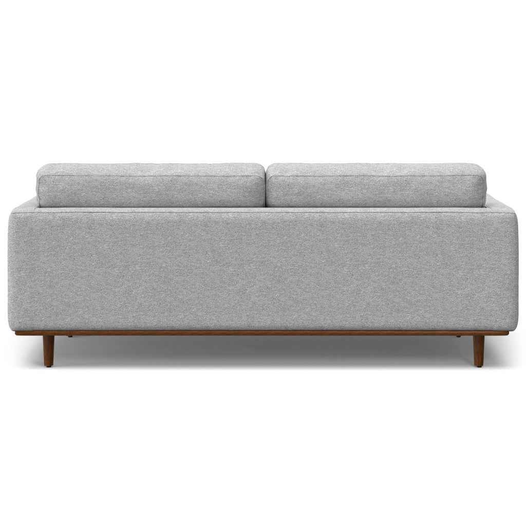 89" Gray Fabric Sofa With Brown Legs