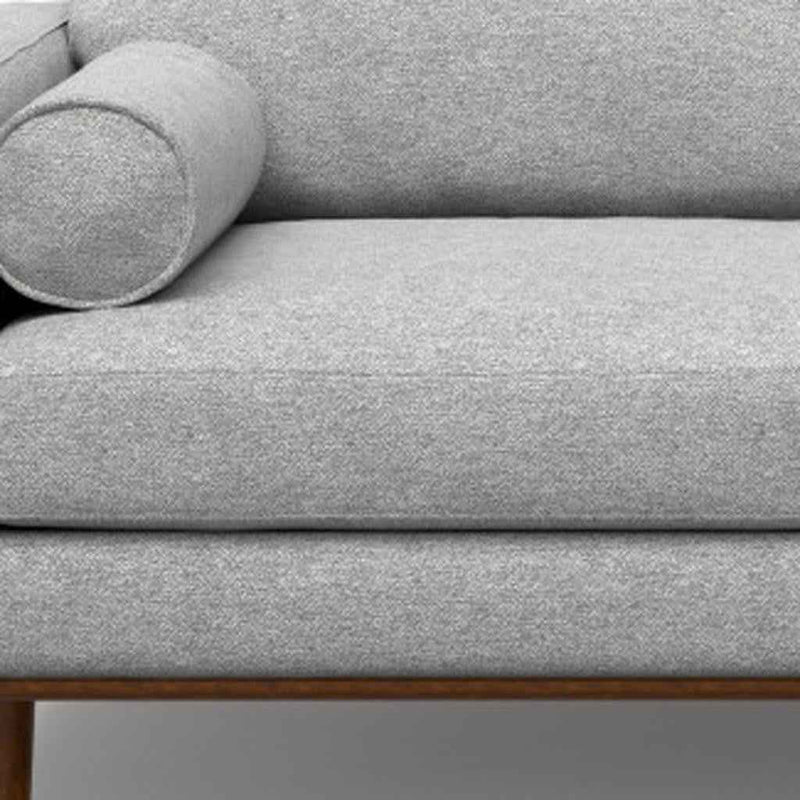 89" Gray Fabric Sofa With Brown Legs