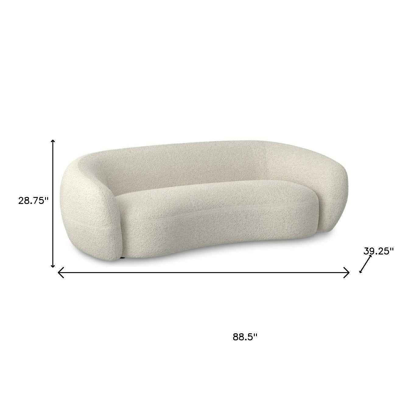 89" Cream Fabric Sofa With Walnut Legs