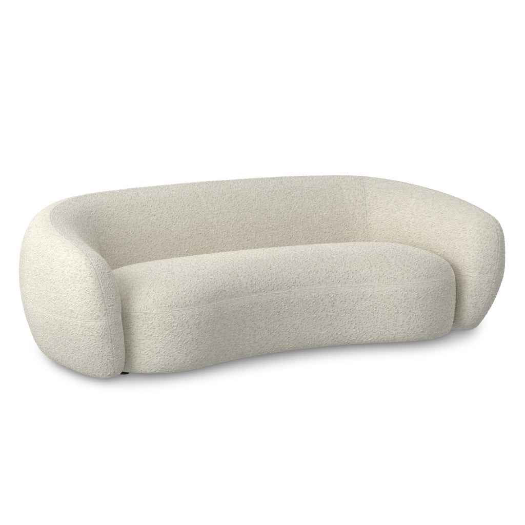 89" Cream Fabric Sofa With Walnut Legs