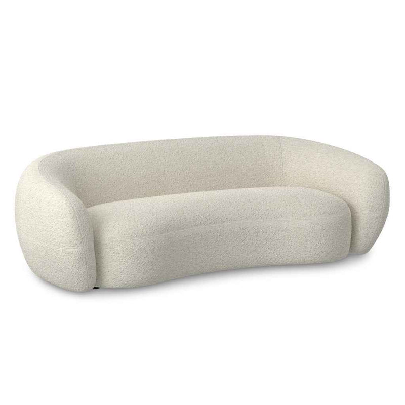 89" Cream Fabric Sofa With Walnut Legs