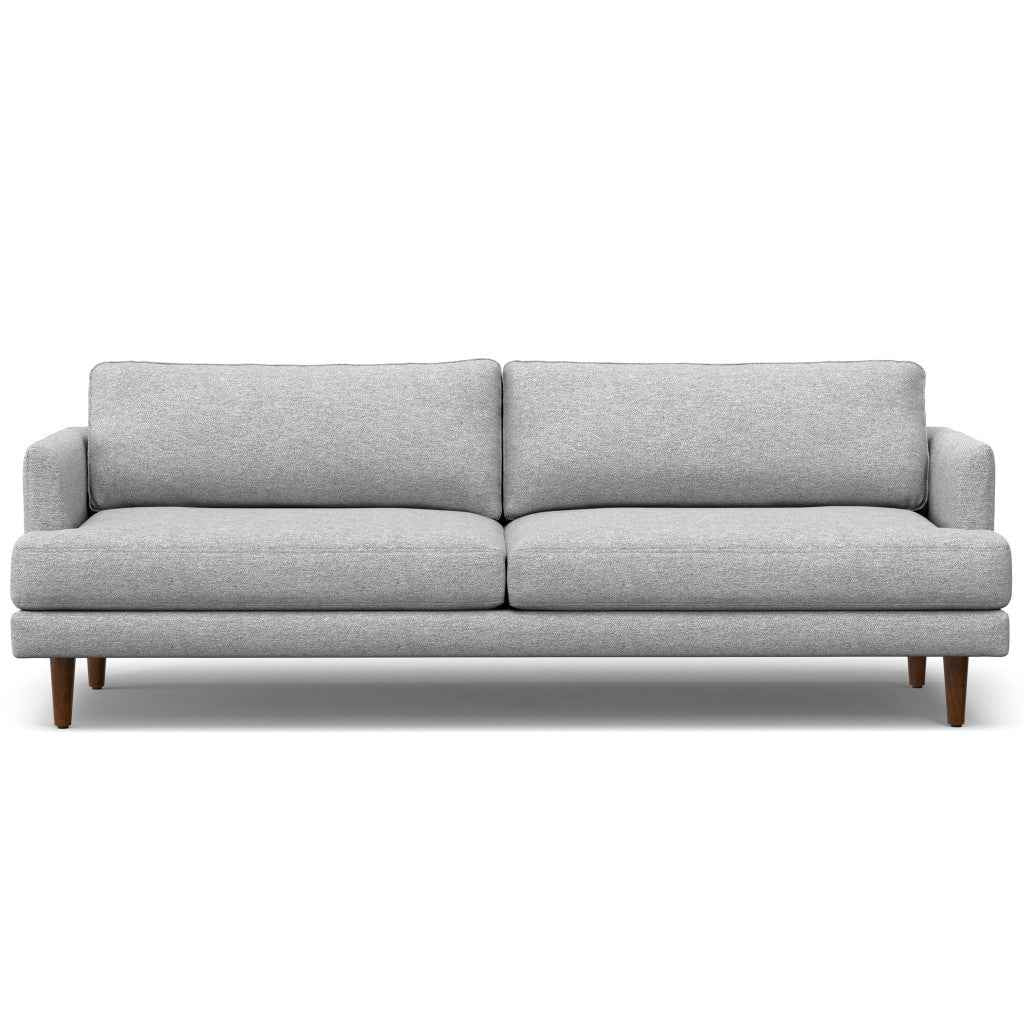 90" Gray Fabric Sofa With Brown Legs