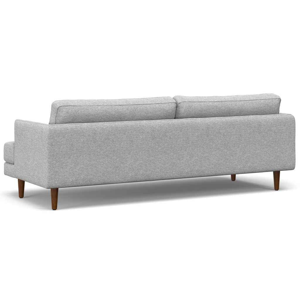 90" Gray Fabric Sofa With Brown Legs
