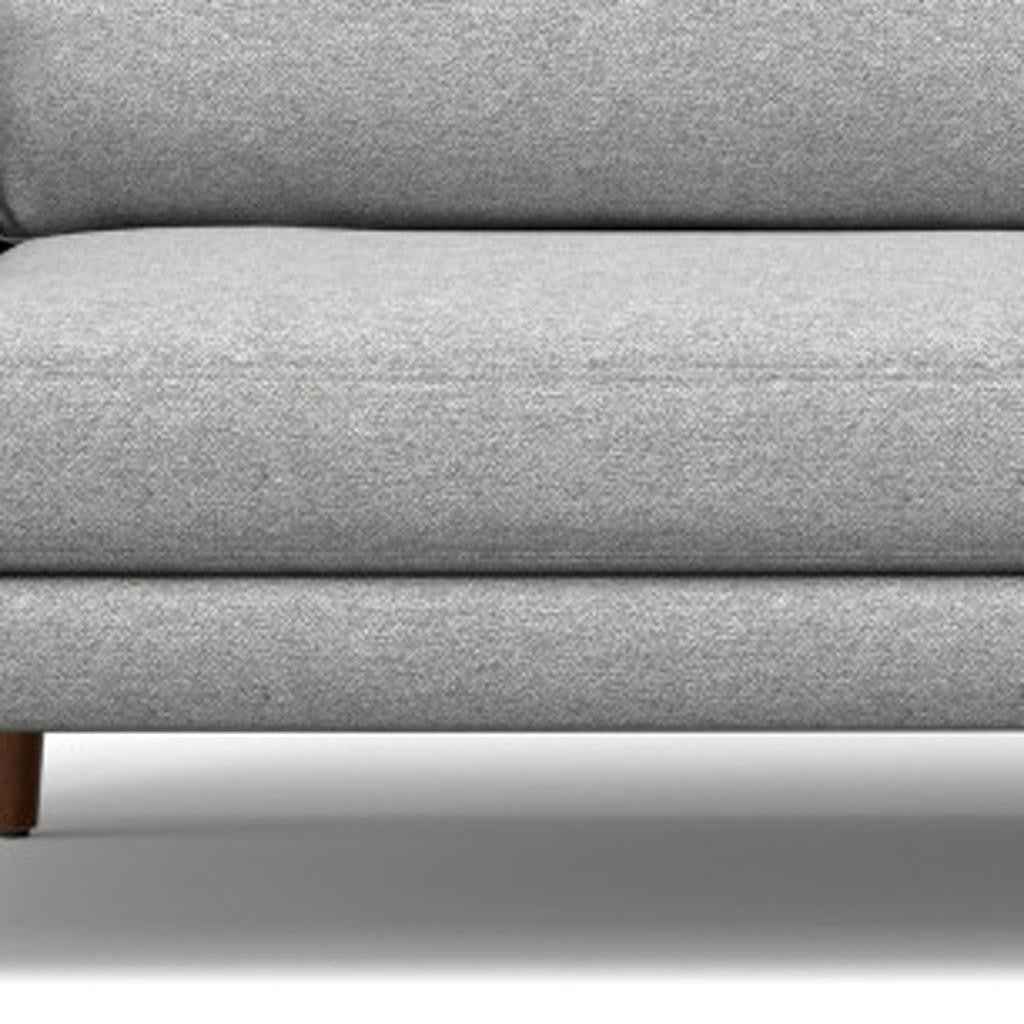 90" Gray Fabric Sofa With Brown Legs