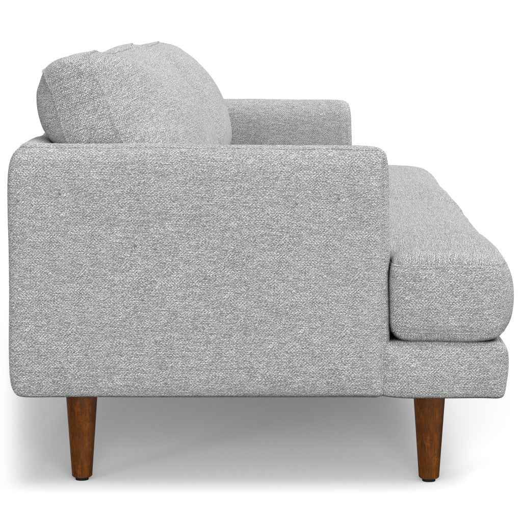 90" Gray Fabric Sofa With Brown Legs