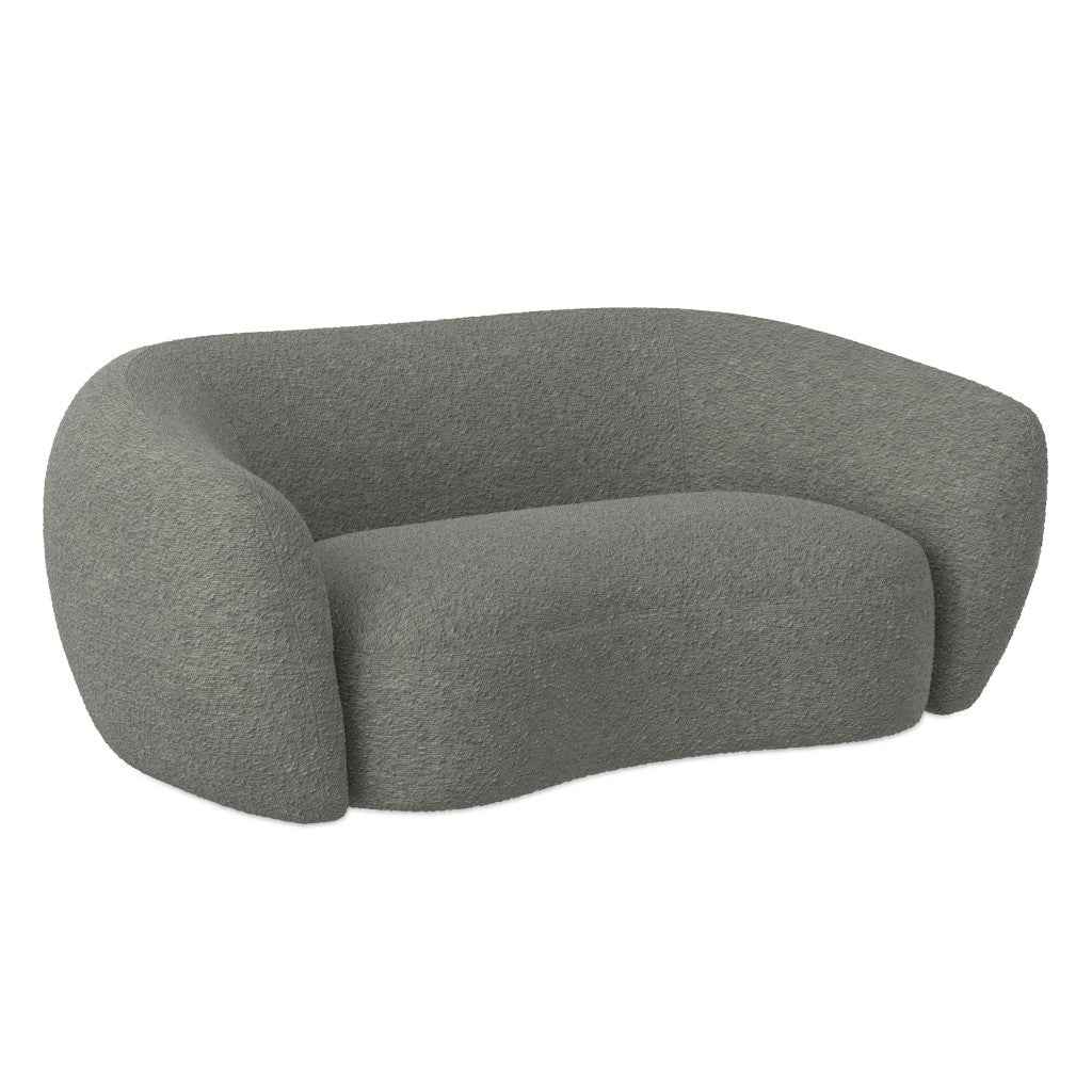 69" Gray Fabric Sofa With Walnut Legs