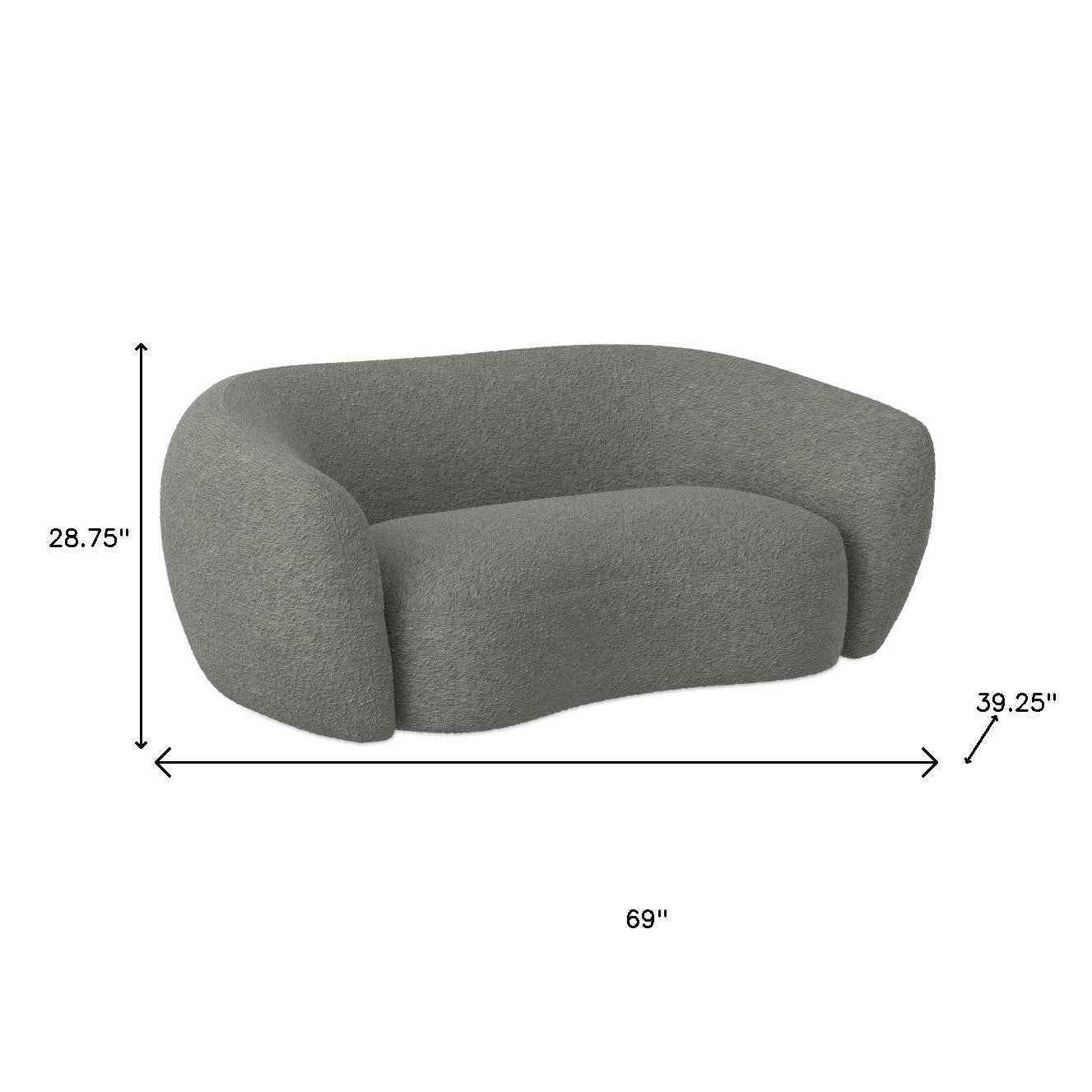 69" Gray Fabric Sofa With Walnut Legs