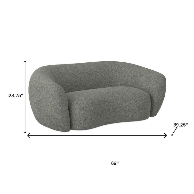 69" Gray Fabric Sofa With Walnut Legs