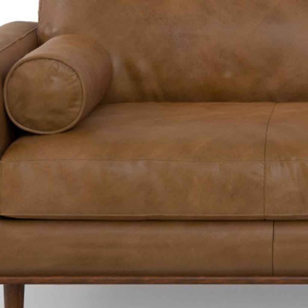 89" Brown Leather Sofa