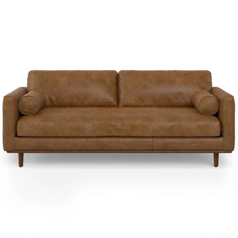 89" Brown Leather Sofa