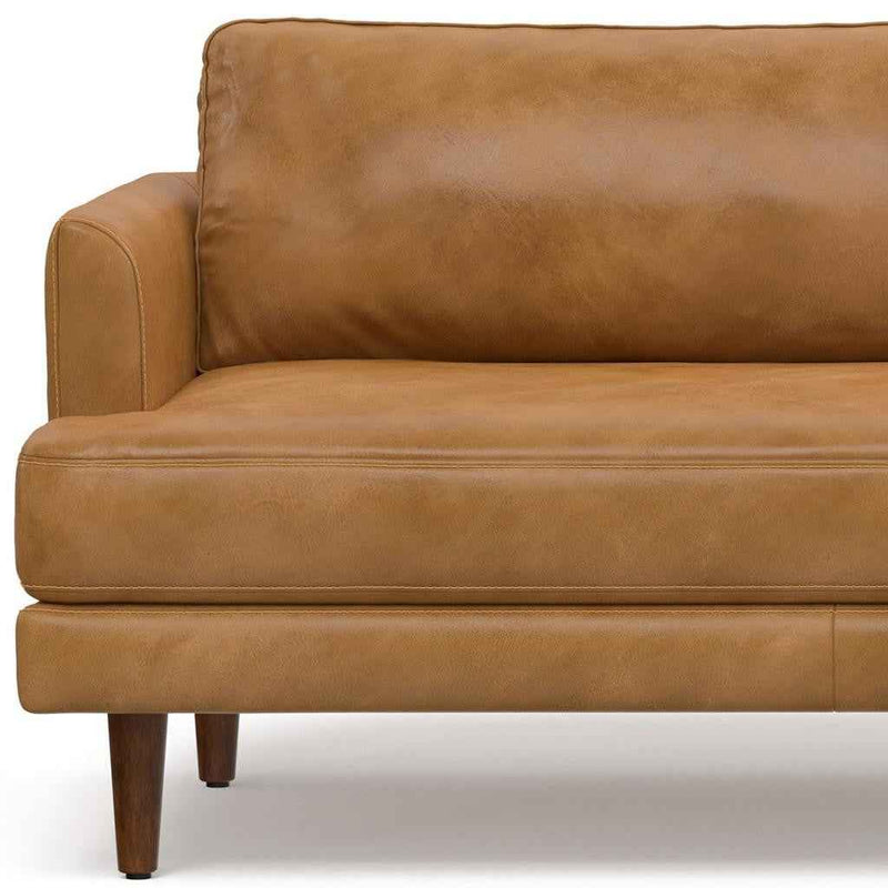 90" Sienna Leather Sofa With Brown Legs