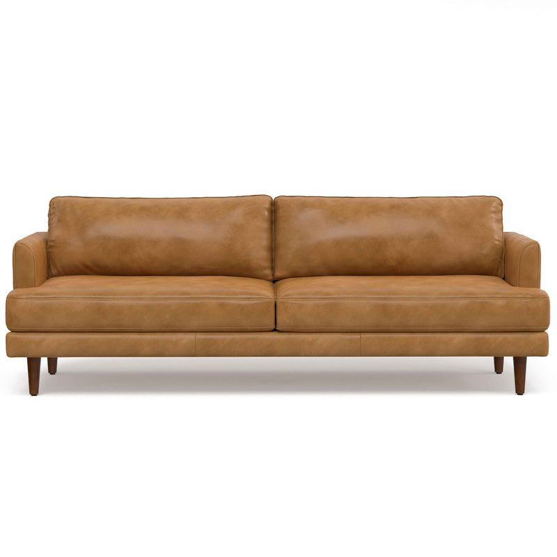 90" Sienna Leather Sofa With Brown Legs