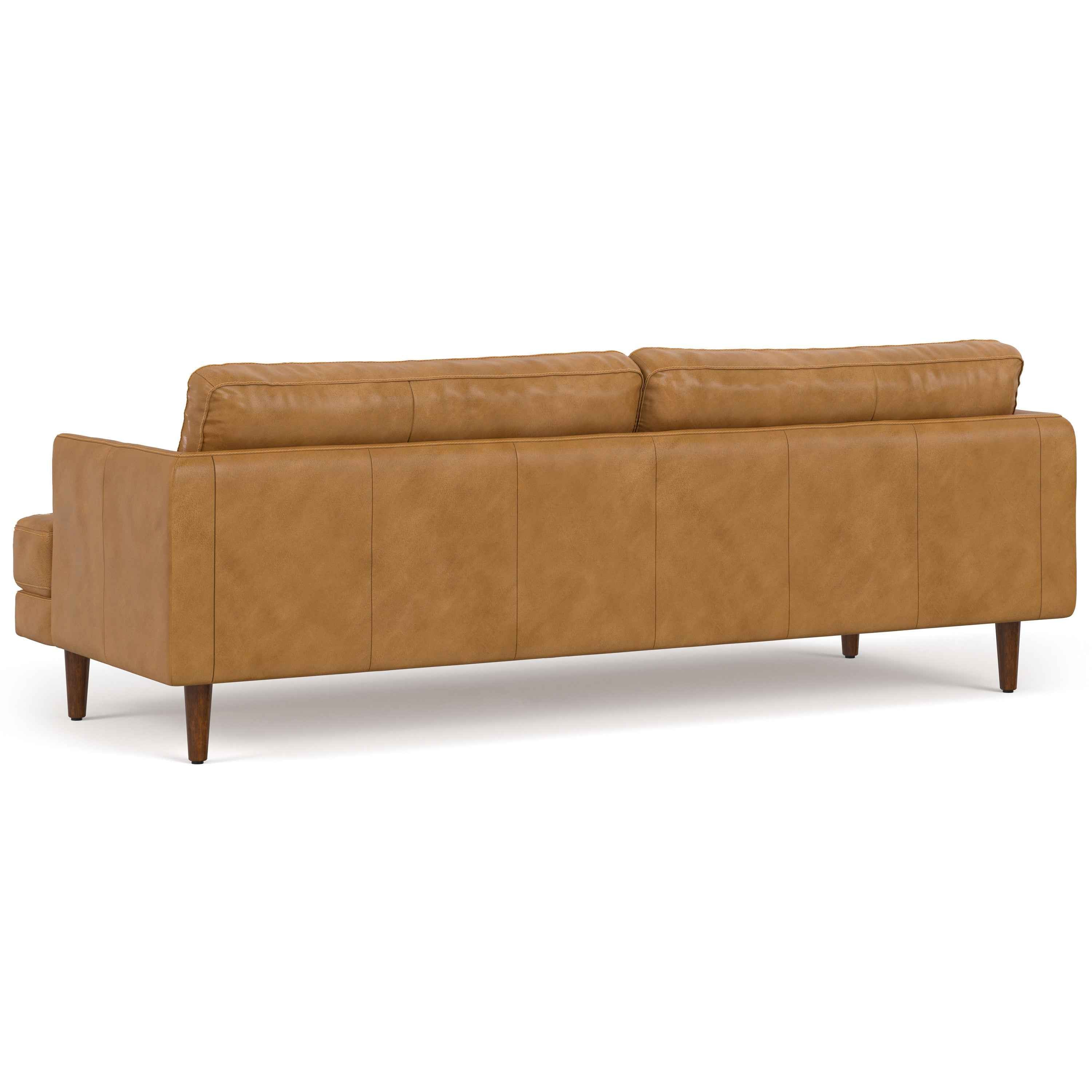 90" Sienna Leather Sofa With Brown Legs