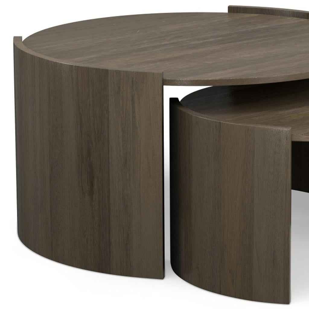 32" Gray Solid Wood Round Solid Coffee Table