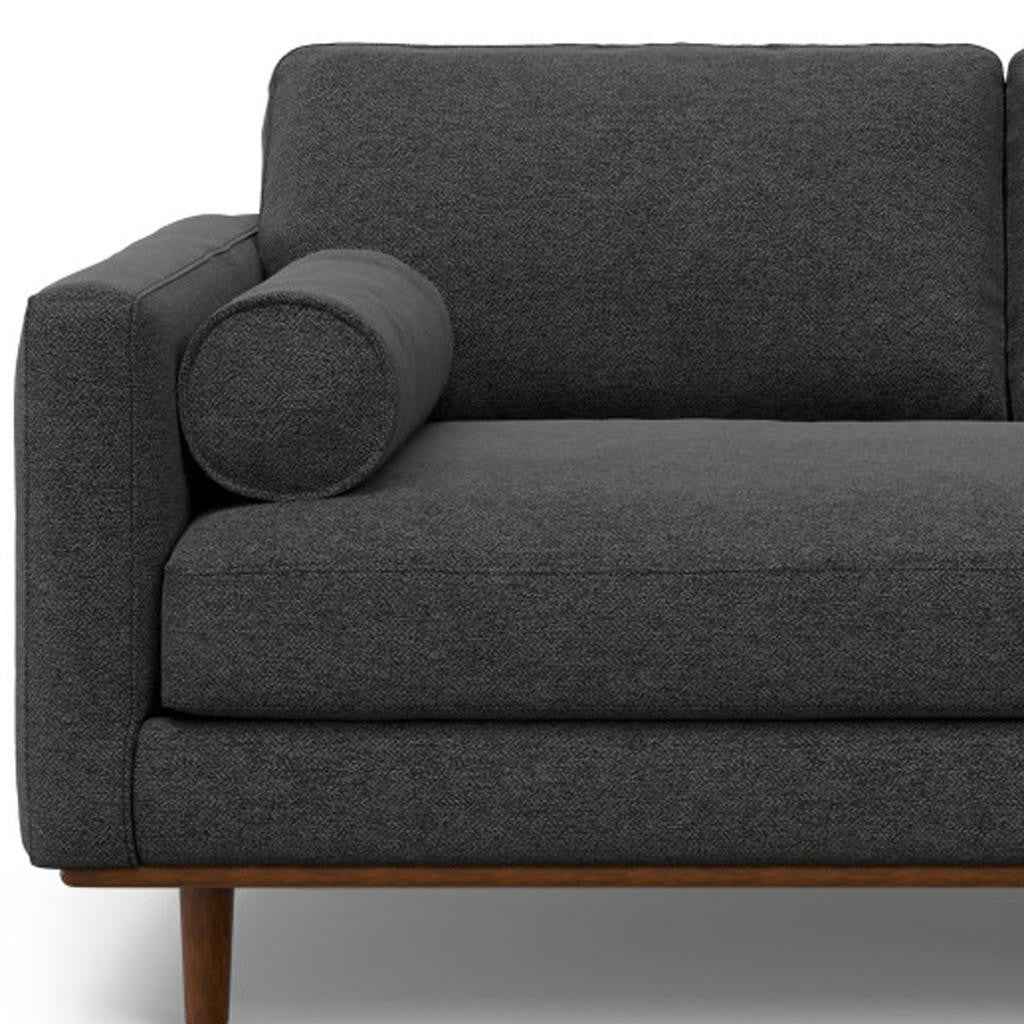 72" Gray Fabric Sofa With Brown Legs