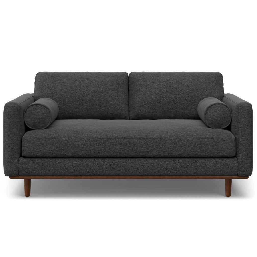 72" Gray Fabric Sofa With Brown Legs
