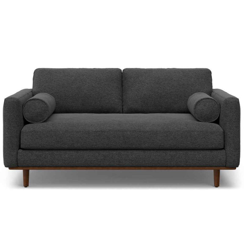 72" Gray Fabric Sofa With Brown Legs