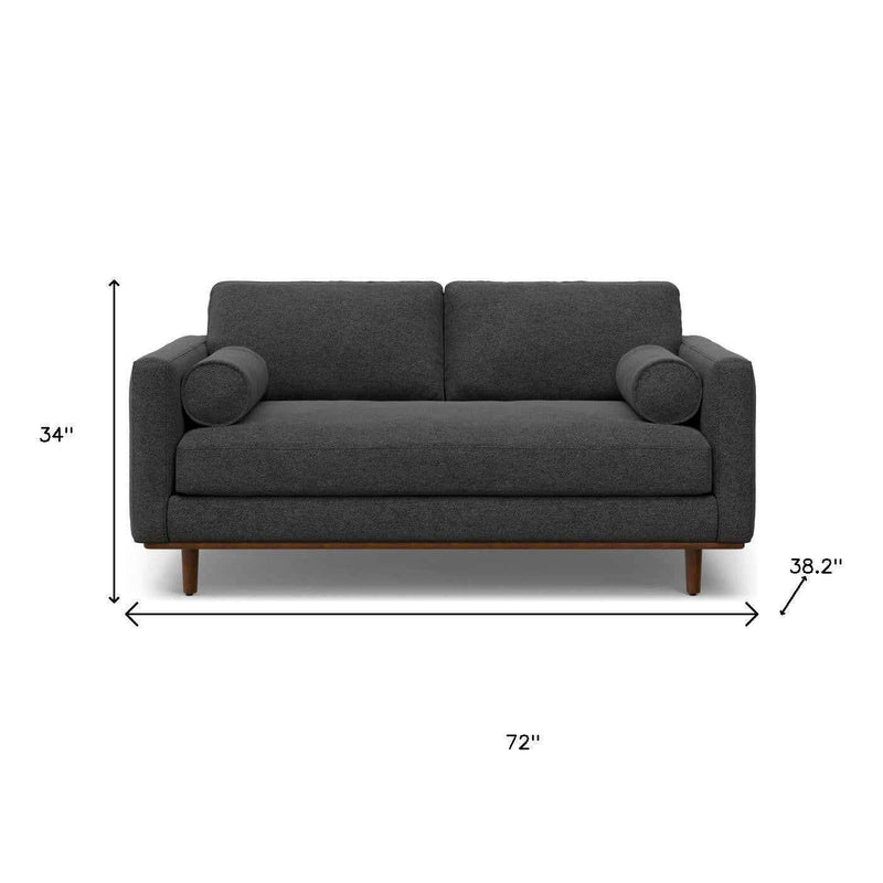 72" Gray Fabric Sofa With Brown Legs