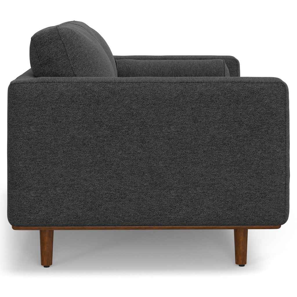 72" Gray Fabric Sofa With Brown Legs