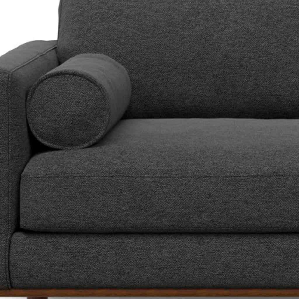 72" Gray Fabric Sofa With Brown Legs
