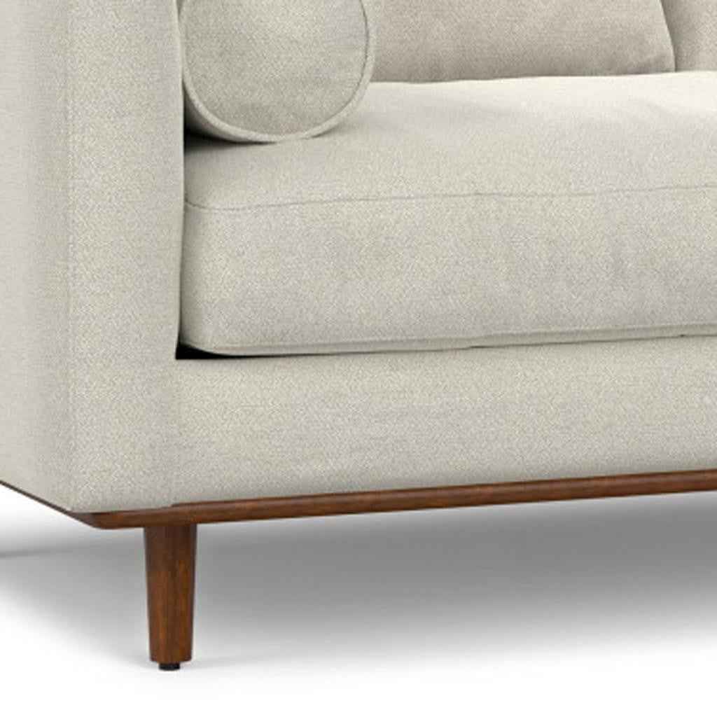 72" Cream Fabric Sofa With Brown Legs