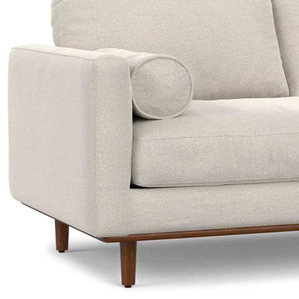 72" Cream Fabric Sofa With Brown Legs
