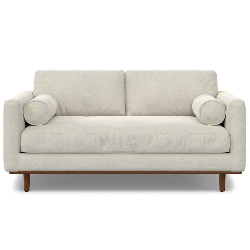 72" Cream Fabric Sofa With Brown Legs
