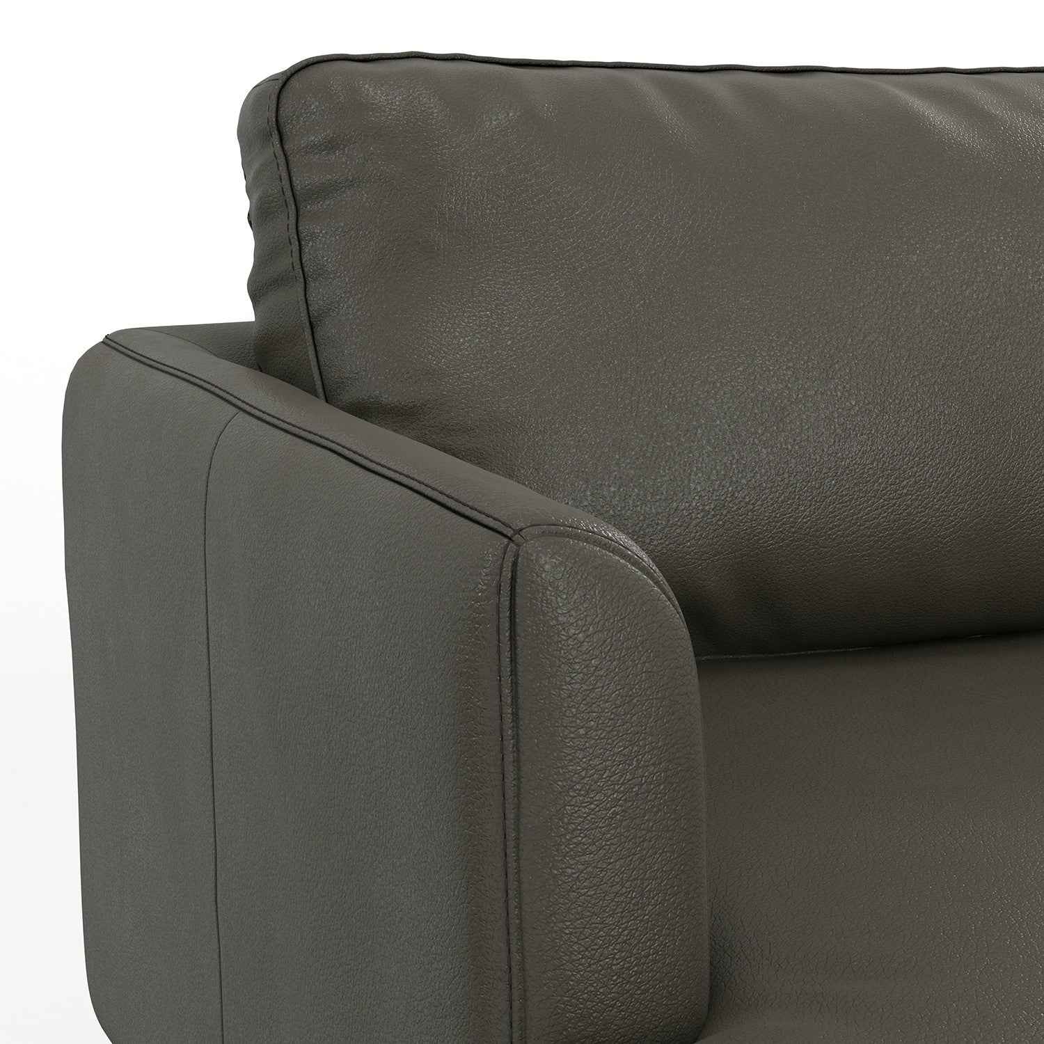 90" Black Leather Sofa With Brown Legs